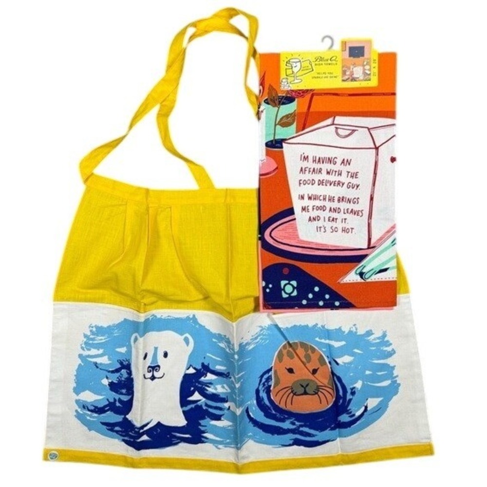 Blue Q Food Delivery Dish‎ Towel & Handtrykt Linde Polar Bear Seal Apron Set